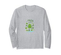 Frog Life: Whimsical Amphibian Pond Scene for Nature Lovers Long Sleeve T-Shirt, Adult Unisex, Heather Grey, S