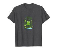 Frog Life: Whimsical Amphibian Pond Scene for Nature Lovers T-Shirt, Men, Dark Heather Grey, XXL