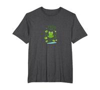 Frog Life: Whimsical Amphibian Pond Scene for Nature Lovers T-Shirt, Men's Big and Tall, Dark Heather Grey, 2X Tall