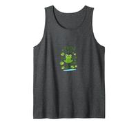 Frog Life: Whimsical Amphibian Pond Scene for Nature Lovers Tank Top, Men, Dark Heather Grey, XXL