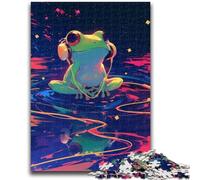 Frog Listening to Music Puzzles 1000 Pieces for Adults,Help The Brain Exercise Addictive Toys to Cultivate Patience Great Gift (50X75cm)