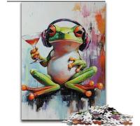 Frog Listening to Music Puzzles for Teenagers Teens 1000pc Puzzle, Family Activity Fun at Home Activities, Birthday Present,Travel Gifts (size 26x38cm)