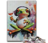 Frog Listening to Music Puzzles for Teenagers Teens 1000pc Puzzle,Stress Reliever Difficult Challenge Unique Home Decor And Gifts (38X26cm)