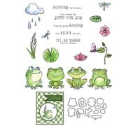 Frog Lotus Leaf Stamps and Cutting Dies for Card Making DIY Transparent Silicone Clear Stamp and Metal Die Cuts Sets for Scrapbooking Paper Greeting Cards Decor Seals Craft Supplies
