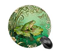 Frog Lotus Pad Round Mouse Pads Non-Slip Rubber Base Mouse Mat Cute Mousepad Funny Computer Desk Accessories for Office Home Gaming Work 7.8 X7.8 Inch