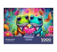 Frog Love 1000 Pieces Challenging Game Toys Gift -Frogs (heart Blooms) for Home Wall Decoration Puzzle for Adults Kids70x50cm/1000pcs