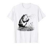Frog Lovers Blowing Dandelion Nature Cottagecore Graphic Value Graphic T-Shirt, Men, White, S