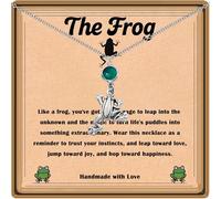 Frog Lovers Gift, Cute Frog Necklace for Women with Green Birthstone, Froggy Spirit Animal Inspirational Gifts for Her, Adjustable, Stainless Steel, No Gemstone