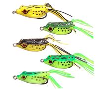 Frog Lure, 5PCS 5G Realistic Top Water Frog Bait with Weedless Hook, Fishing Lures Topwater for Freshwater Saltwater