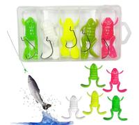 Frog Lure | Set of 5 Artificial Trout Baits - Realistic Flexible Lure with Hook for Lobina Salmon Trout Cat Pike Perch in River Lake Sea Swamp Creeks Fresh and Salt Water