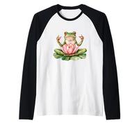 Frog Meditating - Yoga - Amphibian - Funny Frog - Frog Lover Raglan Baseball Tee
