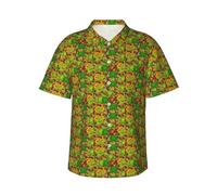 Frog Mens Hawaiian Shirts Short Sleeve Button Down Tropical Shirt Summer Holiday Beach Aloha Hawaii Shirt, Black, 3XL