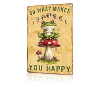 Frog Metal Tin Sign Do What Makes You Happy Retro Sign For Mushroom Wall Decor Home Bedroom Bathroom Living Room bar club gift 8x12 inch