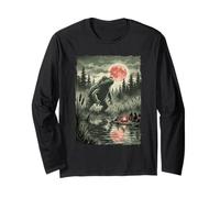 Frog Moonlit Forest Adventure Retro Wildlife Camping Long Sleeve T-Shirt