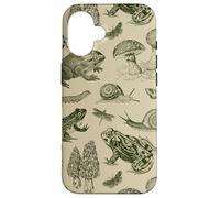 Frog Mushroom 90s Vintage Dark Academia Aesthetic Biology Case for iPhone 16