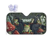 Frog, Mushroom, Leaf Windshield Sun Shade, Family Funny Windshield Sun Shade For Car Suv Truck, Protector Blocks Uv, (51" X 27.5"Inch,Upgrade Hardened)