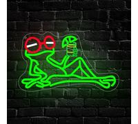 Frog Neon Light Sign for Wall Decor,Cocktail LED lights Lamp for Bar Restaurant Game Room Bedroom Club Party Man Cave,Green Frog Beers Neon Sign Dimmable Gift for Men Women USB Powered（15.8"*9.4"）