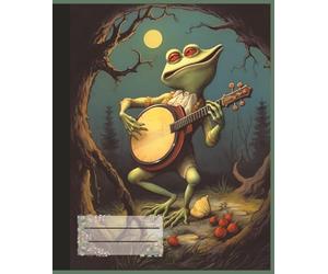 Frog Notebook: Froggie Playing Banjo Composition Note Sketchbook - Cute Quirky Animal Vintage Journal for Music Lovers, Musicians, and Mushroom Fans