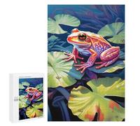 Frog on A Leaf Painting - Wooden Art Puzzle, 1000 PCS, Creative Indoor Hobby, with A Decorative Finished Picture