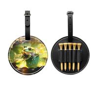Frog on a Lotus Leaf Black Printed Golf tee Storage Bag - Portable Design, Easy to Organize tee