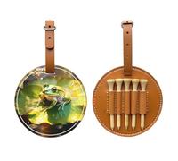 Frog on a Lotus Leaf Brown Golf tee Storage Bag, Multifunctional Golf tee Storage Bag for Men, Durable PU Material