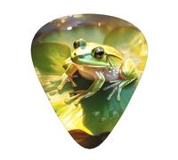 Frog on a Lotus Leaf guitar pick set, 3 different thicknesses, 12 pieces for a variety of instruments