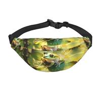 Frog on a Lotus Leaf Large Fashion Crossbody Waist Bag, Travel Casual Boys Waist Bag, Suitable for Sports, Running, Cycling, Traveling, Fishing