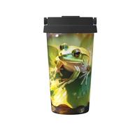 Frog on a Lotus Leaf Printed vacuum flask, portable coffee cup, office fitness water cup