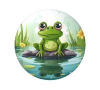 Frog On A Pond Button Pins 1 Pc, 2.4 Inch Round Button Badges Metal Personalized Picture Photo Pin Buttons Kit For Craft Supplies Christmas Diy Party Projects