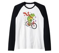 Frog on Bicycle Autumn Leaves Scarf Fall Cycling Toad Rider Raglan Baseball Tee