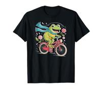 Frog on Bicycle Autumn Leaves Scarf Fall Cycling Toad Rider T-Shirt