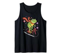 Frog on Bicycle Autumn Leaves Scarf Fall Cycling Toad Rider Tank Top