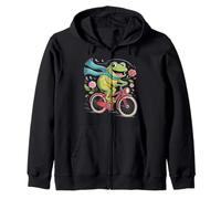 Frog on Bicycle Autumn Leaves Scarf Fall Cycling Toad Rider Zip Hoodie