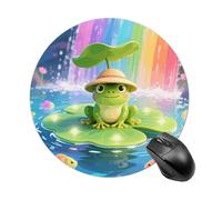 Frog on Giant Lily Mouse Pad Round Laptop Mouse Mat Cute Computer Mousepad Keyboard Pad Non-Slip Desk Pads for Gaming Office Work Home