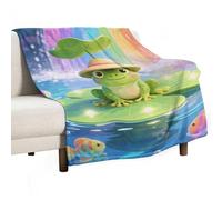 Frog on Giant Lily Soft Throw Blanket for Couch Lightweight Flannel Blanket for Sofa Couch Throw Bed Warm Cozy Decorative Blankets Fall Winter Decor 40"x50"
