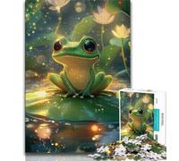 Frog on Lotus Leaf 1000 Pieces Jigsaw Puzzles for Adults And Teens,Staycation Kill Time Every Piece Is Unique - Challenging Family Fun Game 50x75cm