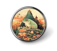 Frog on Mountain Round Badge Cute Brooch Hats Jackets Decor Personalized Lapel Pin Clothing Jewelry Accessories for Wedding Party Gift