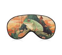 Frog on Mountain Sleep Mask for Women Men Side Sleeper Eye Cover with Adjustable Strap Soft Breathable Blackout Mask Slip-Free Deep Sleeping Travel Essentials