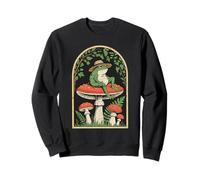 Frog On Mushroom With Hat In Forest Cottagecore Fantasy Art Sweatshirt