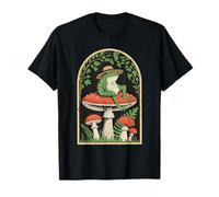 Frog On Mushroom with Hat in Forest Cottagecore Fantasy Art T-Shirt