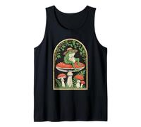 Frog On Mushroom with Hat in Forest Cottagecore Fantasy Art Tank Top