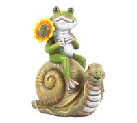 Frog on Snail Statue - Resin Figurine, Hand Painted Details, Weatherproof Finish, 8 Inch Tall | for Garden, Patio, Outdoor Decoration, Yard, Lawns