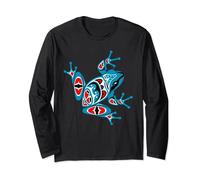 Frog Pacific Northwest Native American Indian Style Blue Red Long Sleeve T-Shirt