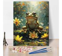 Frog Paint by Numbers for Adults Beginner, Lotus Flowers Acrylic Adult Paint by Number Kits on Canvas, Animals Watercolor Oil Number Painting for Gift Home Wall Decor 16"x20"(Frameless)