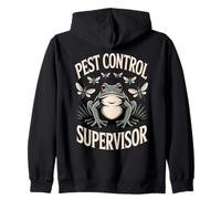 Frog Pest Control Supervisor Backyard Humor Zip Hoodie