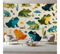 Frog Photo Wallpaper Peel and Stick Cartoon 3D Wall Murals 150 x 105 cm | Peel and Stick Photo Wallpaper, Waterproof Large Photo Wallpaper for Living Room Bedroom Dormitory Hotel TV Background Wall