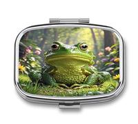 Frog Pill Case Travel Portable Pocket Pill Box 2 Compartment Medicine Case Large Capacity Daily Pill Cases Vitamin Organizer Medicine Organizer Small Pill Box