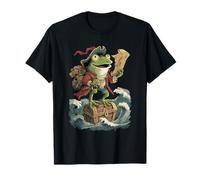 Frog Pirate Waves Aesthetic Frog Lover T-Shirt