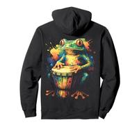 Frog Playing Djembe - Colorful Drum Street Art Pullover Hoodie