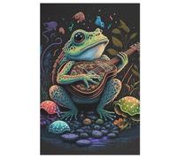 Frog Playing Guitar Jigsaw Puzzles for Adults & Kids 1000 Piece Wooden Puzzle Precise Interlocking Educational Game Challenge Toy 78×53cm